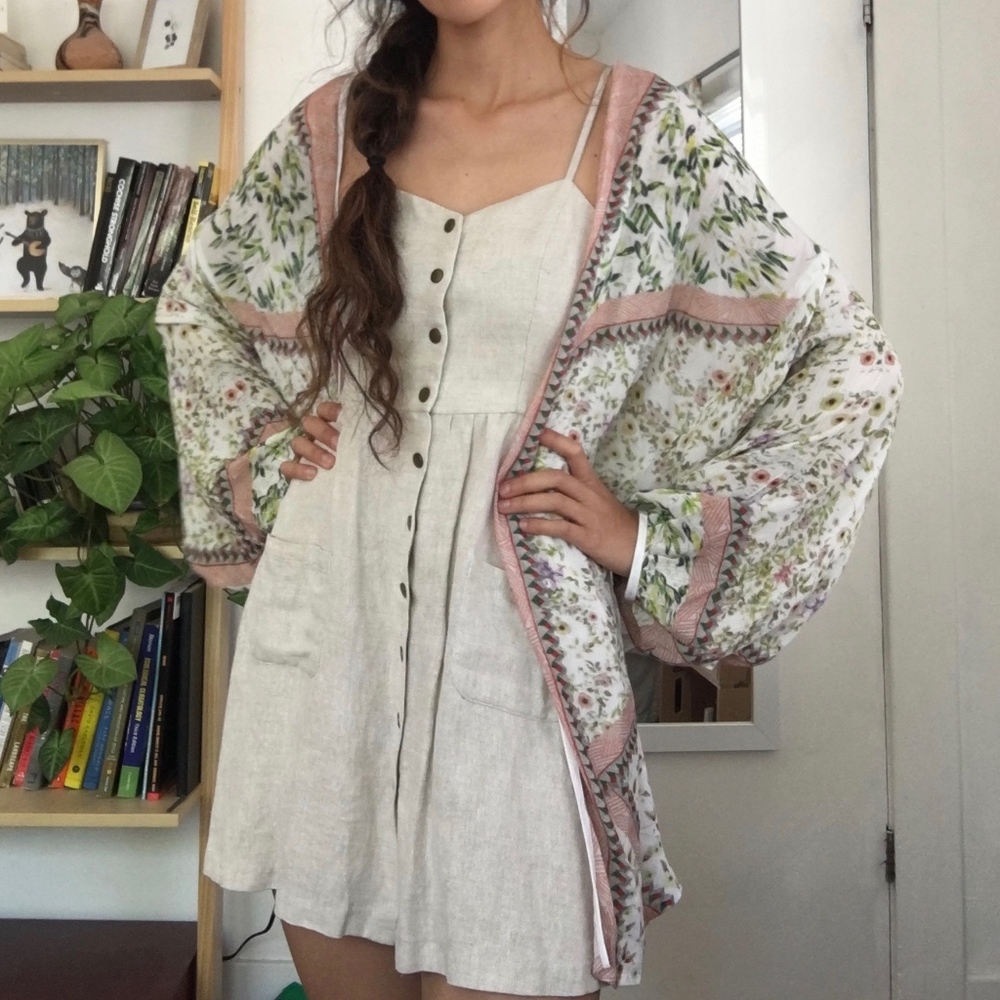 Button front linen dress